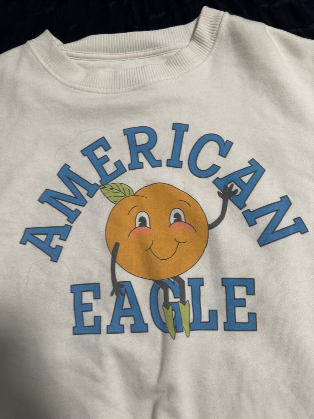 American Eagle Cream Pullover Sweatshirt sz S oversized EUC - Picture 2 of 5
